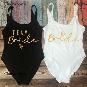 Costumi da bagno da donna S-3XL stampa oro Team Bride One Piece Womens Single Party Summer Beatles Q240306