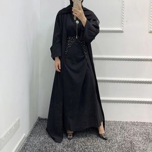 Ethnic Clothing Fashion Crystal 3 Pieces Sets Islamic Muslim Women Dress Polyester Stones Luxury Abaya