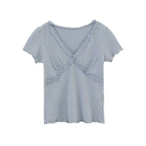 Liuke Texture Elastic Casual Tシャツの早春のための新しいスプレッチレースレースデザイントップトレンディ40323