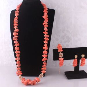 Conjunto de joias Dudo feminino natureza coral contas 37 polegadas conjunto de joias nigeriano Dubai 2024 moda