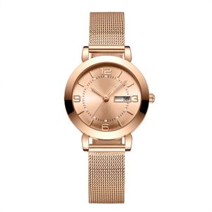 Luxury quartz womens watch night light waterproof and fashionable business steel sapphire