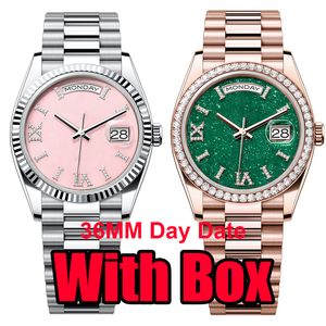 Orologio da uomo da donna Orologi di design Top Day Date di alta qualità Diamanti di lusso Orologi con movimento meccanico automatico Orologio da polso da donna in acciaio inossidabile 36mm con scatola