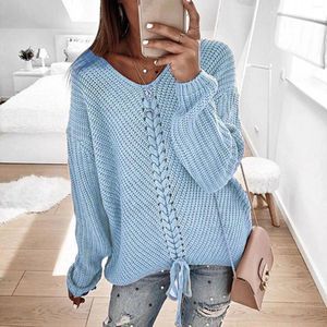 Sweaters Women's Sweater Woman Autumn Winter 2024 Long Sleeve V Neck Solid Color Women Pullovers Knitted Jumpers Female Daily Outfit