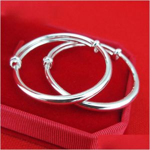 Bangle Allergic Lovely Baby Bangles Bracelets Adjustable Size S999 Sier Smooth Polished Nice Birthday Gift Drop Delivery Jewelry Brac Dhkjq