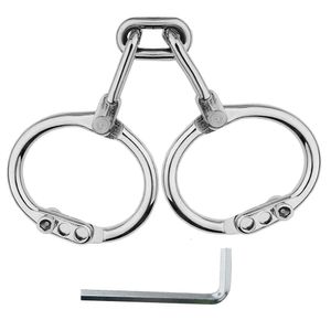 Anello in acciaio inossidabile Polsino da polso Unisex Restraint Mano Piedi Bondage Giocattolo del sesso Ruolo Strumenti Cosplay