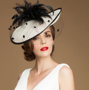 Varumärkesgarn svarta fjädrar brittiska aristokrat hatt exportera liten hatt party hatt krona damer bröllop hatt bröllop hatt fascinator9343415