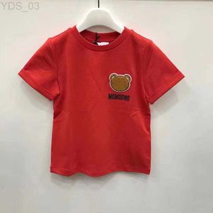 T-shirts Kids Fashion Tshirts 2021 New Arrival Short Sleeve Tees Boys Girls Children Casual Letter Printed with Bear Pattern T-shirts Pullover 240306