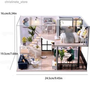 Arkitektur/DIY House 3D Puzzle Wood Micro Assembly Building Model With Furniture Diy Doll Toy House Set With LED Home Decoration Crafts Valentines