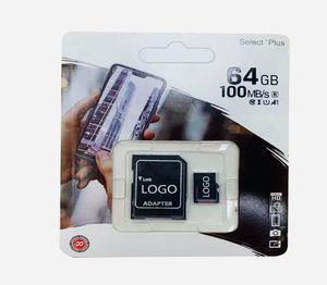 100 schede di memoria con capacità reale C10U3 Scheda Micro TF SD da 64 GB ad alta velocità Classe 10 Schede Flash da 32 GB 128 GB con pacchetto di vendita8130808