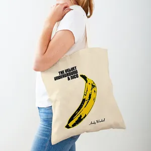 Sacos de compras Andy Warhol Espaço Moonwalk Banana Candy Tote Bolsa Moda Casual Retro Lady Bag Ambos os lados Mulheres Shopper