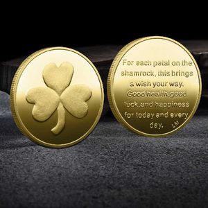 Arts and Crafts Saint Patricks Day Clover Lucky Coin 3D Relief Metal rzemiosło Making Emblem Merchant T240306