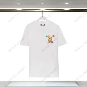 2024春/夏モスキーノ女性Tシャツテディベアの手描きのスケッチプリントルーズフィッティングユニセックス短袖Tシャツピュアコットントレンディバージョンha