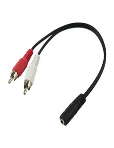 Användbar skärmad 35mm F 18 Stereo Female Mini Jack till 2 Male AV Cable RCA Adapter M Audio Y Adapters9691080