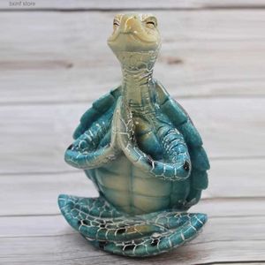 Dekorativa föremål Figurer Utsökta harts Dekorativa ornament Meditation Turtle Animal Statue Decorations Harts Hantverk T240306