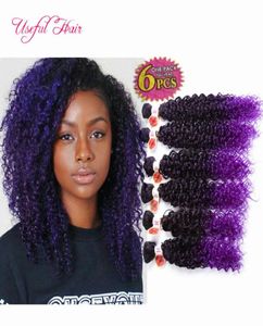 Stor kampanj Black Friday Christmas 6pcslot Ombre Color Synthetic Hair Wefts Jerry Curl Crochet Hair Extensions Crochet Braids H5167548