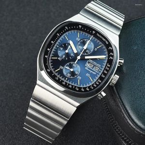 Wristwatches 2024 Hruodland 39mm Quartz Chronograph Watches 36L Stainless Steel Sapphire Glass Men Watch Fashion Vinatge Wristwatch