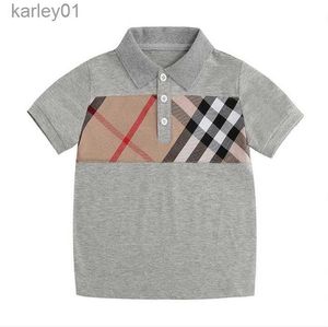 T-shirts Lovely Baby Boys Summer Plaid T-shirts Kids Short Sleeve T-shirt Cotton Children Turn-Down Collar Child Breathable Tops Tees 240306