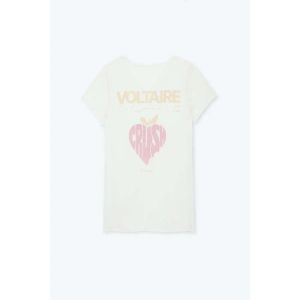 Zadig Voltaire Tee New Women Designer T Shirt Slim Classic Style Front Doll Hot Diamond Back Letter Print Bomull