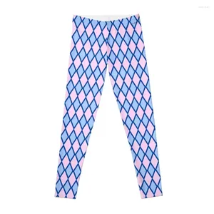 Active Pants Blue And Pink Diamond Shape Pattern Leggings Gym's Clothing Women Sports Womens