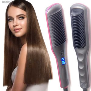 Hair Dryers Professional Electric Straightener Brush Anti-scald Straight Curling Dual-use Negative Irons Fast Heat Styling Tools Q240306