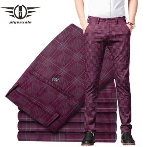 Plyesxale 2022 New Spring Summer Summer Thin Dress Men Slim Fit Classic Khaki Grey Blue Suit Pants 캐주얼 브랜드 바지 Male P88