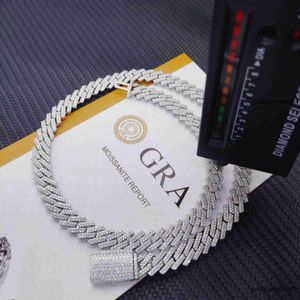 Kubanische Halskette mit Diamanttest, 8–14 mm breit, GRA-Moissanit, 18 Karat Gold, Sterlingsilber-Gliederkette für Herren, Hip Hop HZR3