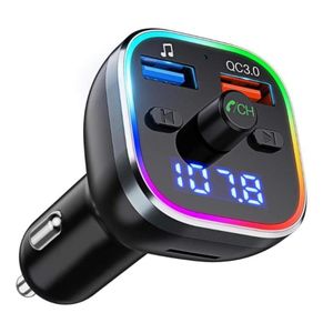 Transmissor FM Blutooth 50 mãos kit para carro MP3 player com luz RGB de 6 cores para peças ao ar livre acessórios pessoais para carro 78703073540328