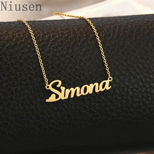 Simona halsband Anpassad mode rostfritt stål namn halsband personliga smycken dödlig kvinna hänge typskylt gåva 240221