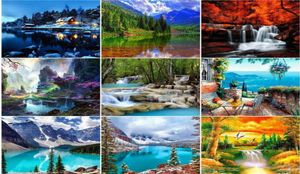 Square 5D DIY Diamond Painting Waterfall Nature Full Round Drill Diamond Embroidery Landscape Mosaic Picture Of Rhinestones Home D3840984