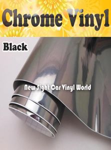 Hög glansig svart krom vinylfolie för bilklistermärken med luftbubbelstorlek 15230mroll8767852