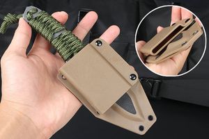 Ny A2289 utomhus rak kniv 3CR13MOV titanbeläggning Drop Point Blade Full Tang Paracord Handle Fixed Blade Tactical Knives With ABS Sheath