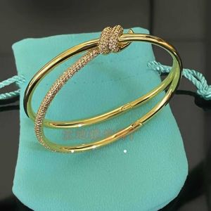 High Edition Tiffayss Same Style Diamond Twisted Cord Bracelet with New 5NGV