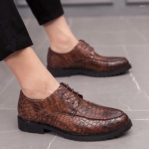 Scarpe eleganti da uomo Oxford a punta piatta da ufficio formale marrone chiaro nero