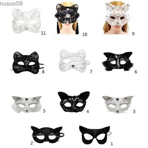 Maschere di design Merletto sexy per maschere per gatti per donne Maschere per feste per adulti Maschere di pizzo per animali in maschera Maschere di Halloween