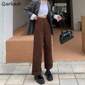 Jeans Jeans Frauen Solide Unisex Hohe Taille Mode Herbst Neue Lose Beiläufige Koreanische Stil Chic Studenten Allmatch Vintage Gerade Mujer