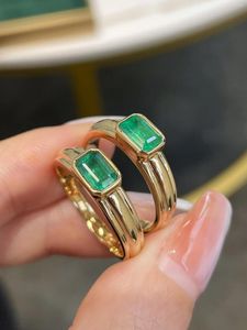Pierścienie klastra sx solid 18k żółte złoto kształt serca natura zielony szmaragd 0,65ct dla kobiet urodzin prezenty biżuterię