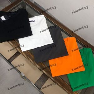 Xinxinbuy Men Designer Tee T Shirt 2024 Letter List Bawełna krótkiego rękawu Kobiety szary czarny pomarańczowy zielony xs-xl