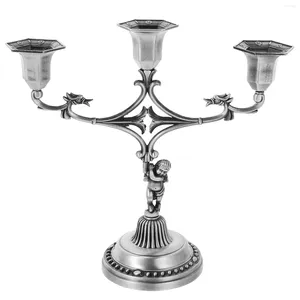 Candle Holders Home Retro Decoration Holder (Vintage Tin) Holy Alloy Tea Light Church Stand Conical Candlestick