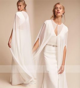 2019 Billiga brudjackor Custom Made Long Chiffon Wedding Cape Shawls Kvinnor Golvlängd för formella klänningar9347094