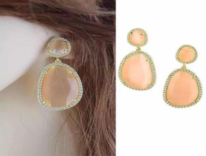 Stud Retro Gold Green Crystal Earrings for Women Wedding Party Geometry Zircon Fashion Pendant GiftStud Studstud2955061