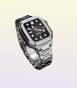 Luksusowy zestaw paska ze stali nierdzewnej do modyfikacji opaski Apple Watch 45 mm 44 mm 41 mm metalowy zestaw modowy dla IWatch Series 7 6 SE 5 4 9911081