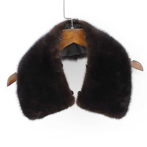 Shzq 100% Genuine Real Mink Fur Collar Men Winter Coat Scarf Accessory Women Jacket Fur Collar Black Coffee Chinese Retail Whole H261N