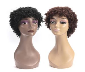 Kinky curly afro peruk syntetiska hår korta svarta peruker för kvinnor och män039s afrikanska pelucas cosplay wig5750905
