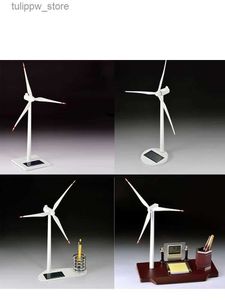 Decorative Objects Figurines Office desk decorations. Solar wind turbine windmill model sea and land wind farm handicraft. Clean energy. solar energy. L240306