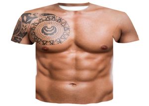 Para o homem 3d camiseta musculação simulado tatuagem muscular tshirt casual pele nua peito músculo camiseta engraçado manga curta oneck1330742