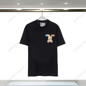 2024 Spring/Summer Moschinoes Women T Shirt Teddy Bear Ręcznie narysowany szkic wydruk luźne dopasowanie T-shirt unisex krótkie rękodzie