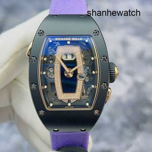 Athleisure Watch Designer Wristwatch RM WIST STAWK RM037 Seria zegarków dla kobiet czarna ceramiczna strona Rose Gold Data Wyświetlacz puste wytyczne mechaniczne