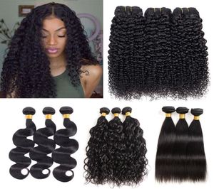 8A Brazilian Virgin Hair Bundles Body Wave Straight Water Wave Deep Wave Kinky Curly Human Hair Peruvian Malaysian Hair Weave Bund1790134