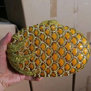 Evening Bags Women's Wedding Party Pineapple Shape Crystal Diamond Women Red/yellow Clutch Small Mini Purses Wallet Shoulder Bag
