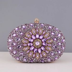 花のラインストーンイブニングバッグメタルプロムクラッチダイヤモンド付きチェーンショルダーハンドバッグ結婚式の女性財布240223